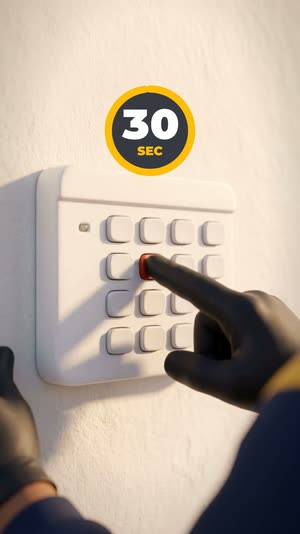 finger on the alarm keypad; 30-second ring