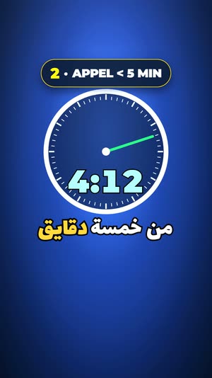 stopwatch stops at 4:12, chip 2 · APPEL < 5 MIN