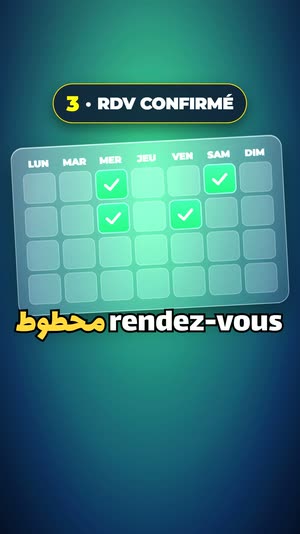 calendar fills, chip 3 · RDV CONFIRMÉ